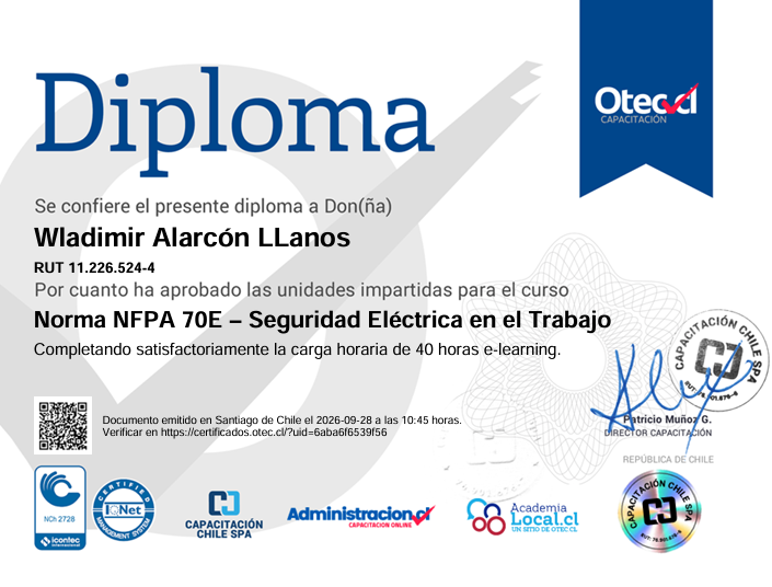 Certificado NFPA